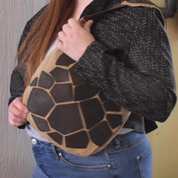 Handmade leather and canvas bag tote purse giraffe - Picture 5 of 5